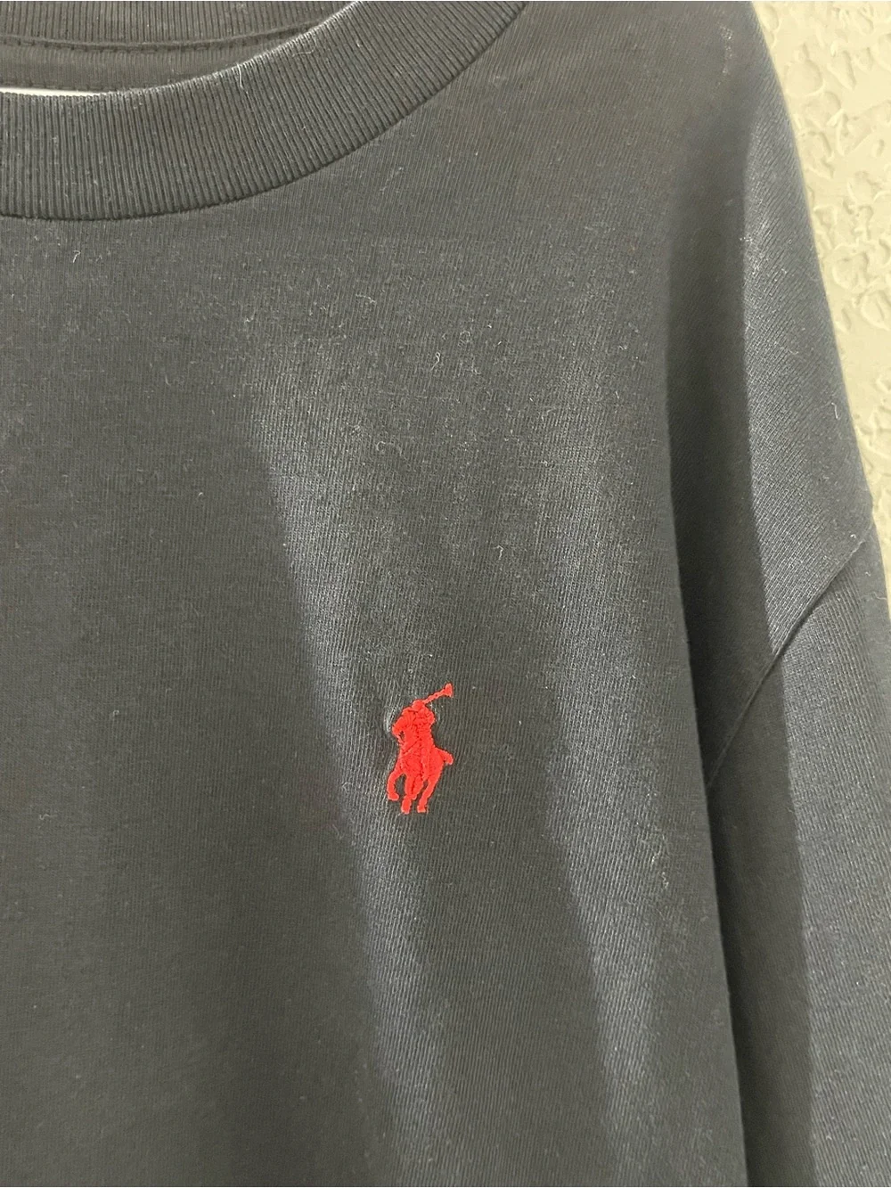 Ralph Lauren Kids Casual Black Long Sleeve Shirt with Red Polo Emblem Medium